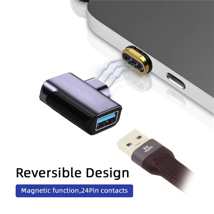 UC-028-AF Magnetic USB-C Male to USB-A Female Elbow Adapter 10Gbps Data Transfer Converter
