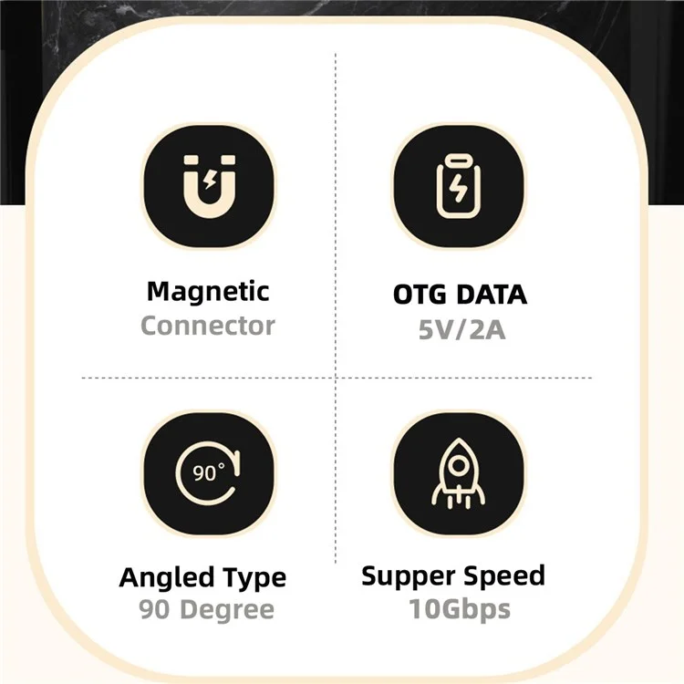 UC-028-AF Malatique Magnétique USB-C Mâle Vers un Adaptateur de Coude Femelle USB-A Convertisseur de Transfert de Données 10 Gbit / s