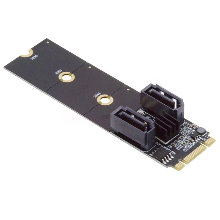 SA-043 NGFF KEY B+M PCI Express to SATA 3.0 6Gbps Dual Ports Adapter 22x80MM Converter Hard Drive Extension Card JMB582 2230 2242 2260 2280