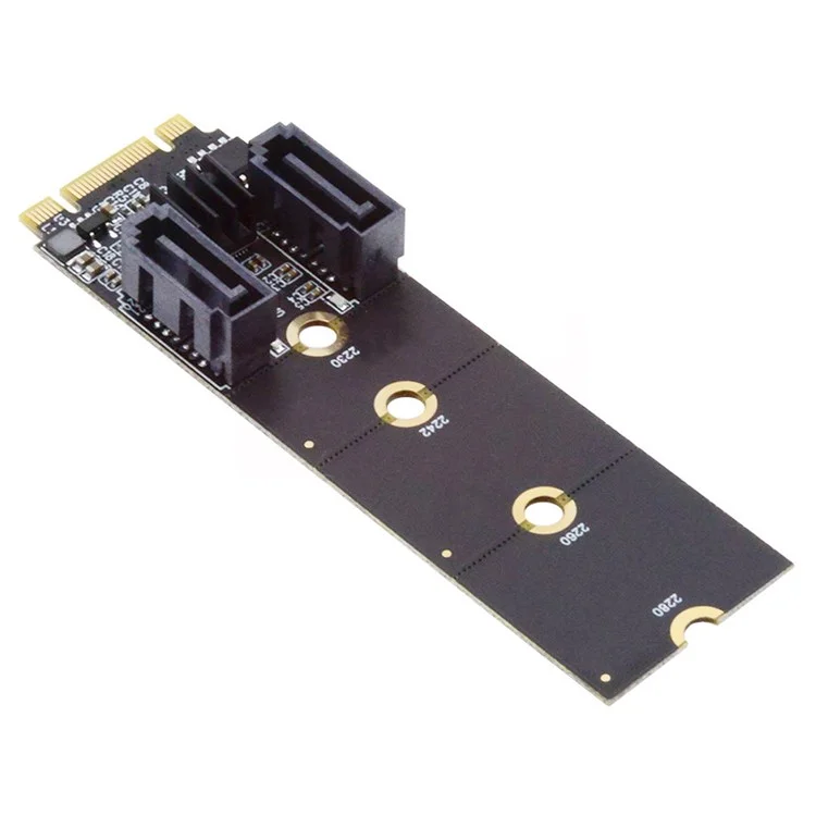 SA-043 NGFF KEY B+M PCI Express to SATA 3.0 6Gbps Dual Ports Adapter 22x80MM Converter Hard Drive Extension Card JMB582 2230 2242 2260 2280