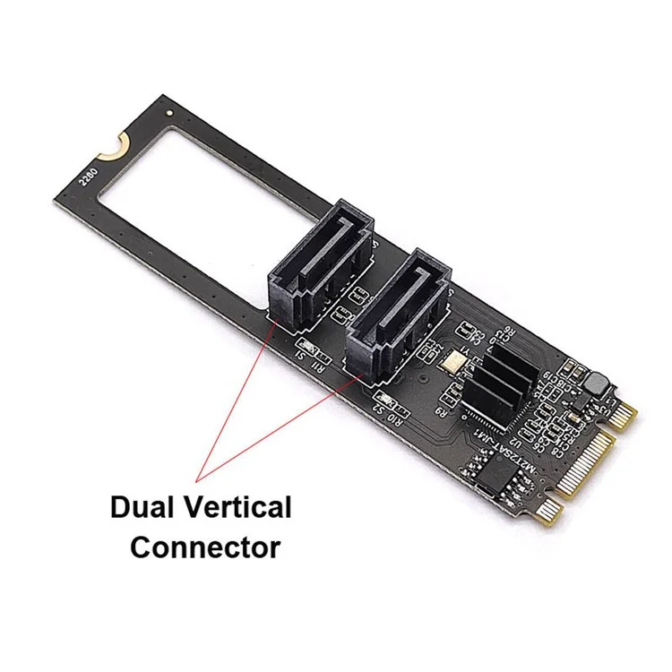 SA-042 NGFF Key b + m PCI Express à SATA 3.0 22 * ​​80 mm 6 Gops Double Ports Adaptateur Convertisseur Drive D'extension Drive JMB582 2280