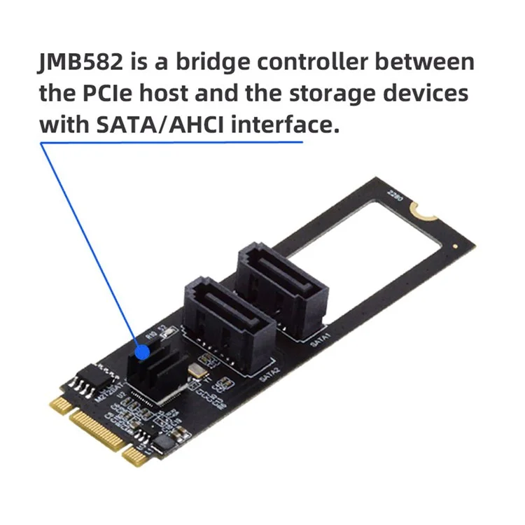 SA-042 NGFF Key b + m PCI Express à SATA 3.0 22 * ​​80 mm 6 Gops Double Ports Adaptateur Convertisseur Drive D'extension Drive JMB582 2280