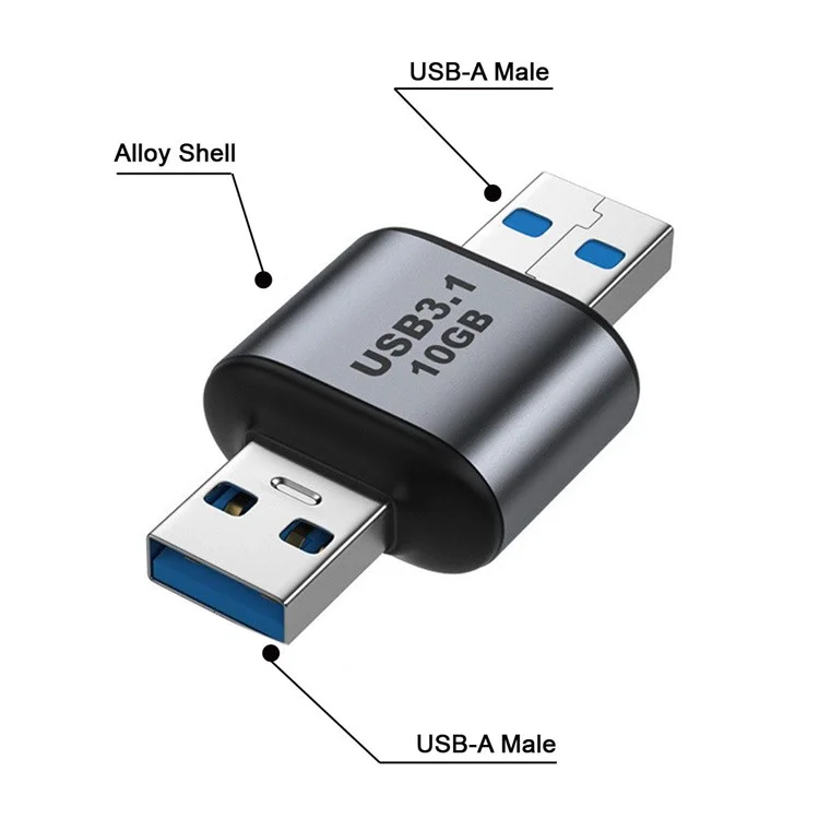 UC-082-AMAM USB 3.0 Male to Male Type A to Type A Data Transfer Adapter 10Gbps for Laptop Desktop Computer