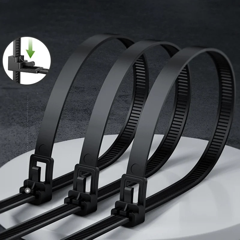 DZ325 50Pcs 150*7.5mm Self-Locking Nylon Cable Tie Fixing Ring Industrial Cable Tie Set - White