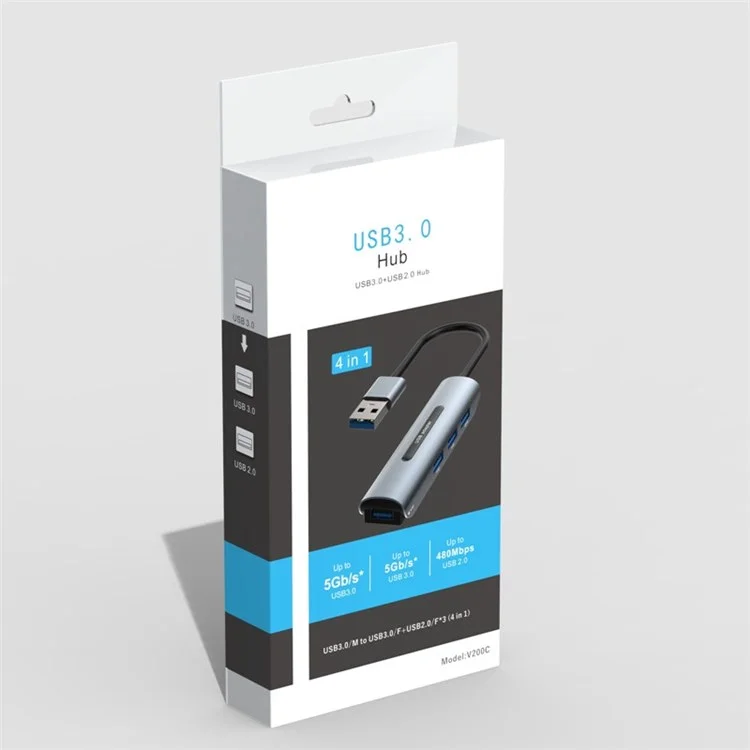 V200C 4-in-1 Aluminiumlegierung USB Ein Hub-adapter an USB 2.0 USB 3.0-ports Für Computer-pc