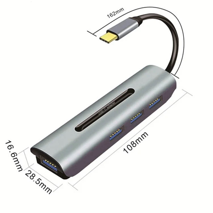 V200A 4-in-1 Aluminiumlegierung Typ C USB C-hub-adapter an USB 2.0 USB 3.0-ports Für Laptop-pc-computer