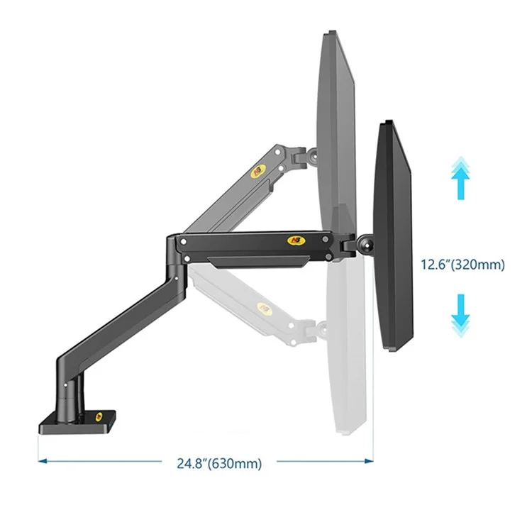 NORTH BAYOU G32 22-32 Pouce Double Support de Moniteur LCD LED Inclinable et Rotatif avec Bras à Vérin à Gaz