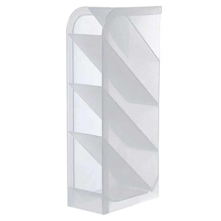 Multifunction Slant Grid Desktop Pen Holder Home Office School Stationary Storage Pencil Organizer, Size: S - Transparent White