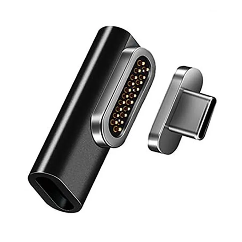 For MacBook 20Pin Elbow Magnetic USB C Adapter PD 100W Fast Charging Data Transmission Type-C Connector - Black