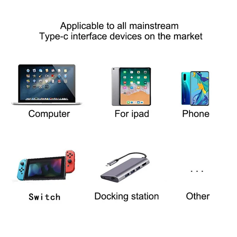 For MacBook 20Pin Elbow Magnetic USB C Adapter PD 100W Fast Charging Data Transmission Type-C Connector - Black