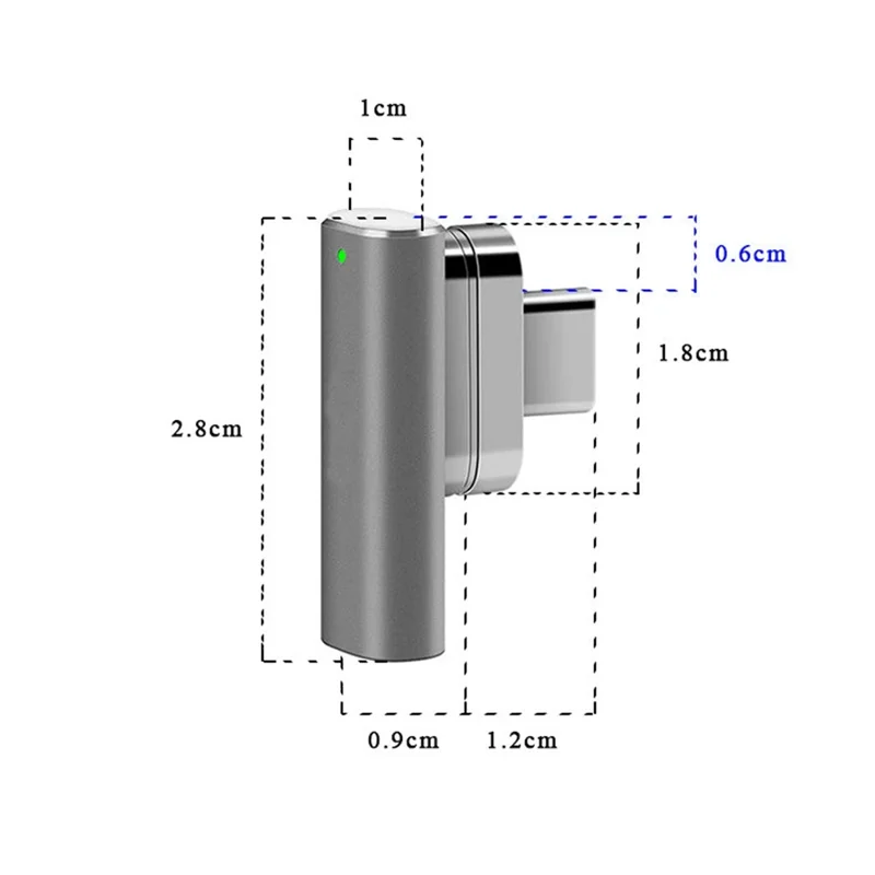 For MacBook 20Pin Elbow Magnetic USB C Adapter PD 100W Fast Charging Data Transmission Type-C Connector - Black
