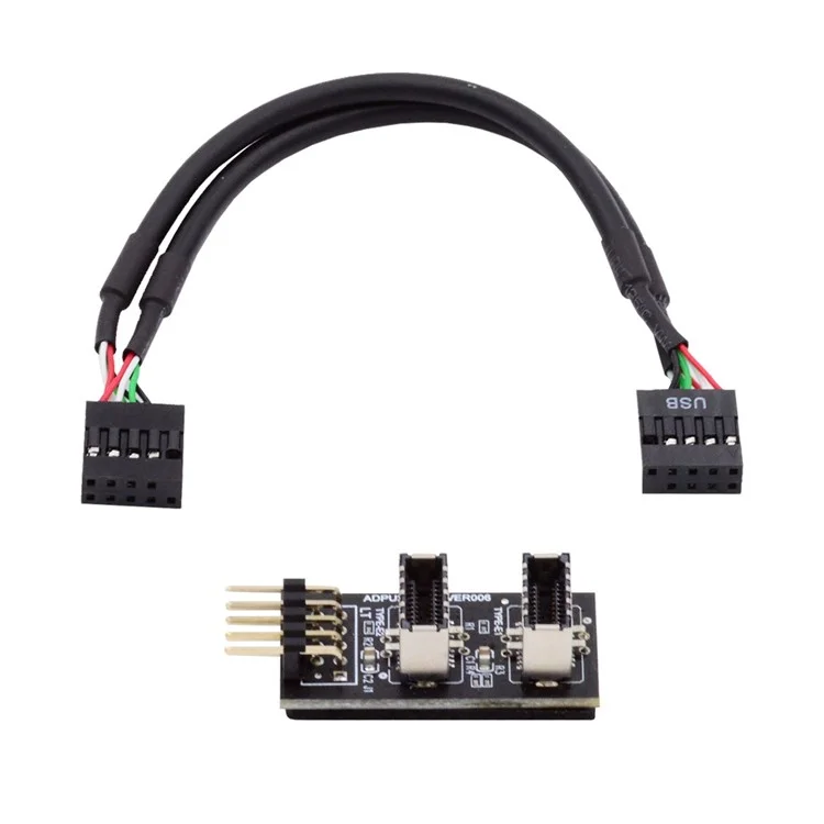 UC-022 Dual USB 3.1 Frontplatte Socket Key-A Type-E zu USB 2.0 9Pin 10Pin Mainboard Header Männlicher Kabelverlängerungsadapter