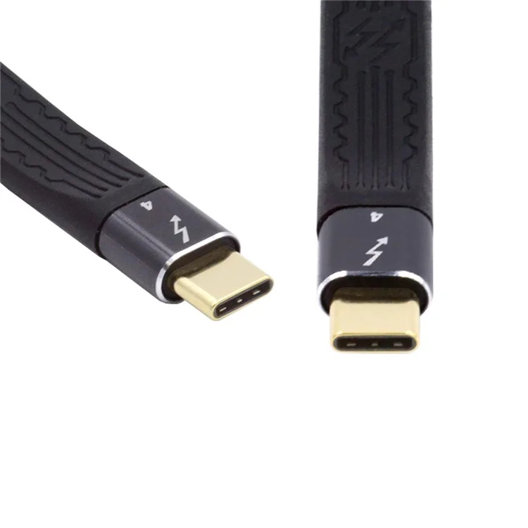TB-005-0.13M 40Gbps ThunderBolt4 Transmission Cord Flat Slim 5A 100W Fast Charging Cable Supports 8K 60Hz 5K 60Hz Video Output