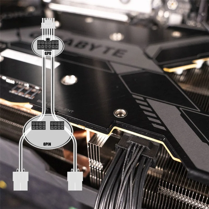 PW-003 12VHPWR ATX3.0 PCI-E 5.0 Power Cable to Dual ATX 8Pin for 3080 3090TI PSU 16Pin 12+4P Graphics Card