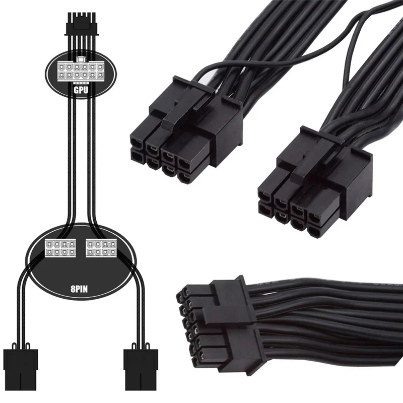 PW-003 12VHPWR ATX3.0 PCI-E 5.0 Power Cable to Dual ATX 8Pin for 3080 3090TI PSU 16Pin 12+4P Graphics Card