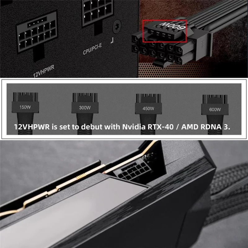 PW-003 12VHPWR ATX3.0 PCI-E 5.0 Power Cable to Dual ATX 8Pin for 3080 3090TI PSU 16Pin 12+4P Graphics Card