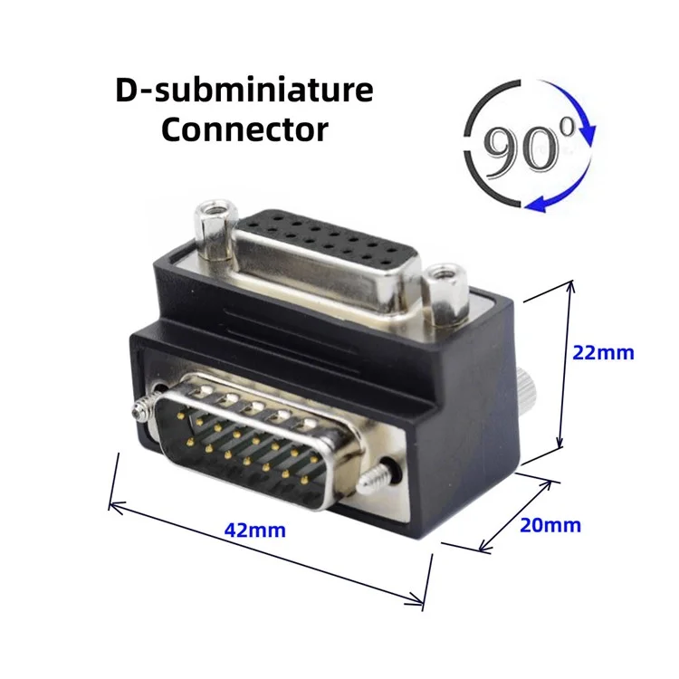 DB-003-UP DB-15PIN Up 90-Degree Angled Design DSUB D-subminiature 15Pin Male to Female Extension Adapter