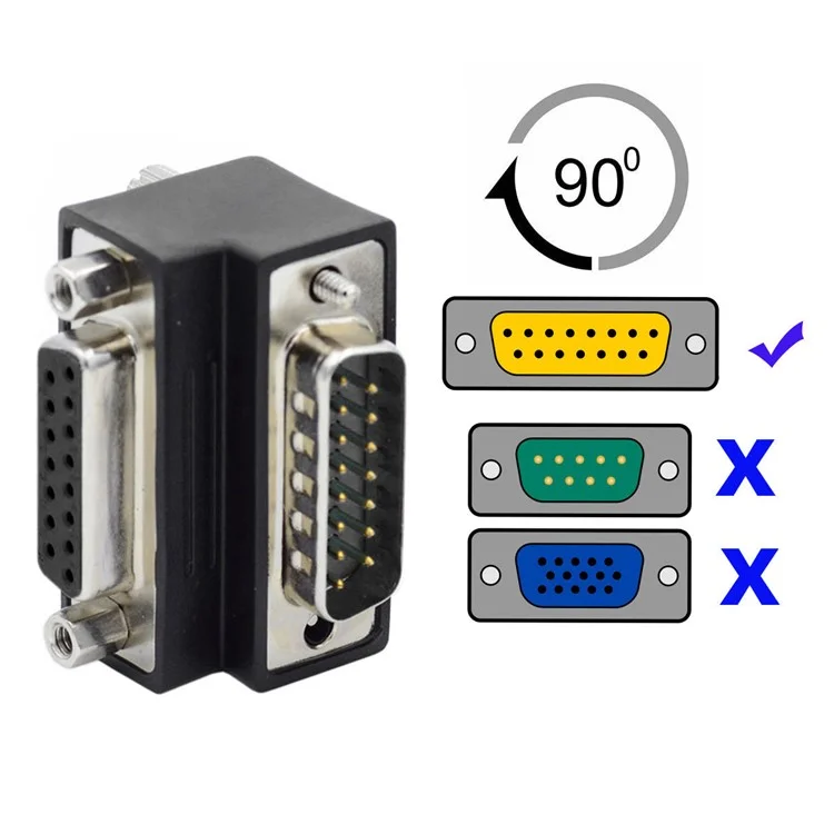 DB-003-UP DB-15PIN Up 90-Degree Angled Design DSUB D-subminiature 15Pin Male to Female Extension Adapter