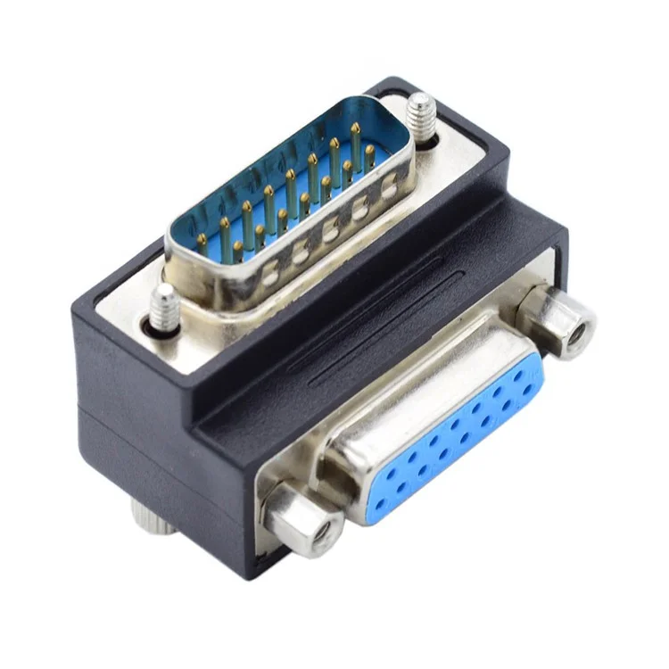 DB-003-DN DB-15PIN Down 90-Degree Angled Design Plug DSUB D-subminiature 15Pin Male to Female Connection Adapter