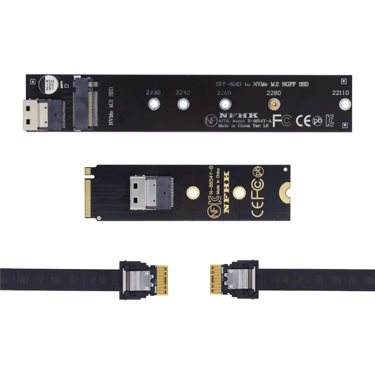 SA-040+SF-100-0.4M NVME M-key Male to Female Extension Cable Connector for Mainboard SSD