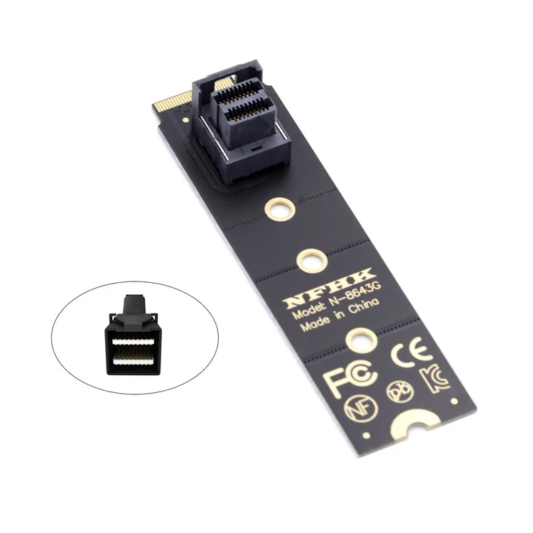 SF-094-BK SFF-8643 to U.2-SSD Mainboard 2280 NVME PCIe SSD Adapter Board - Black