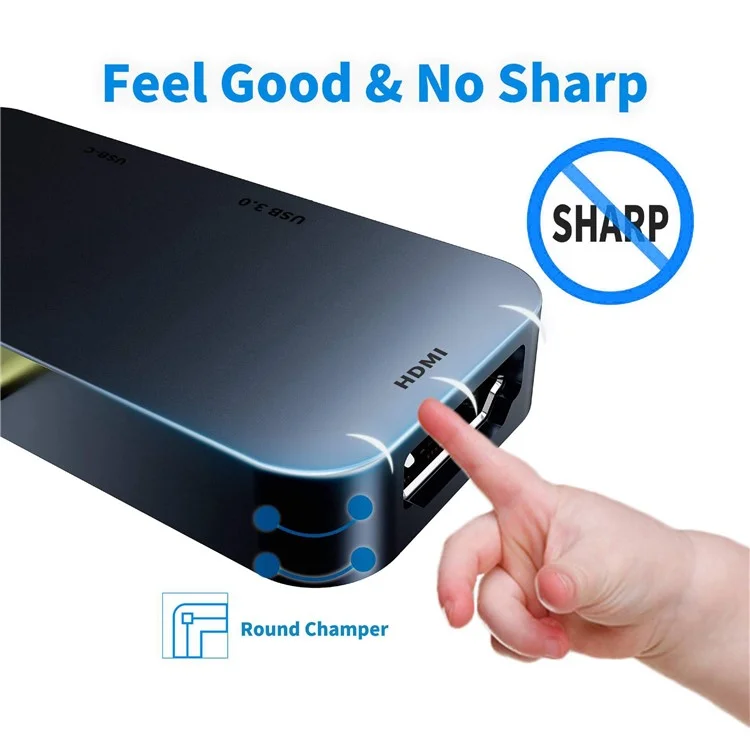 TC041 4-em-1 Adaptador USB C Hub C Para HD Saída de Vídeo+usb 3.0+PD 60W Porta Usb-c+porta de Áudio de 3,5 mm