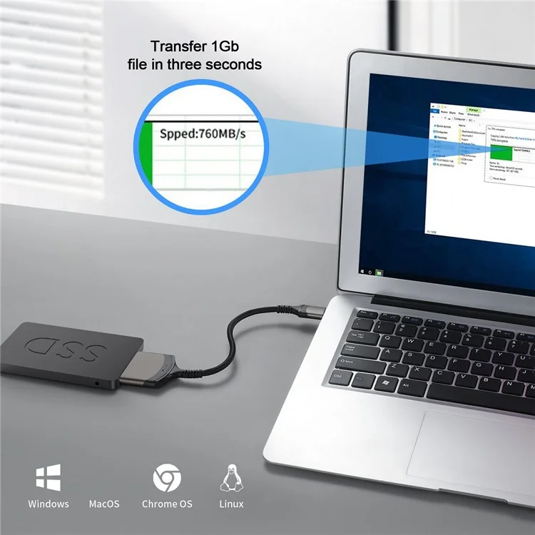 UC-146-SL 5Gbps USB-C to SATA 22-Pin Type-C Adapter Cable for 2.5'' Hard Disk Driver SSD Laptop (Total Length: 25cm)