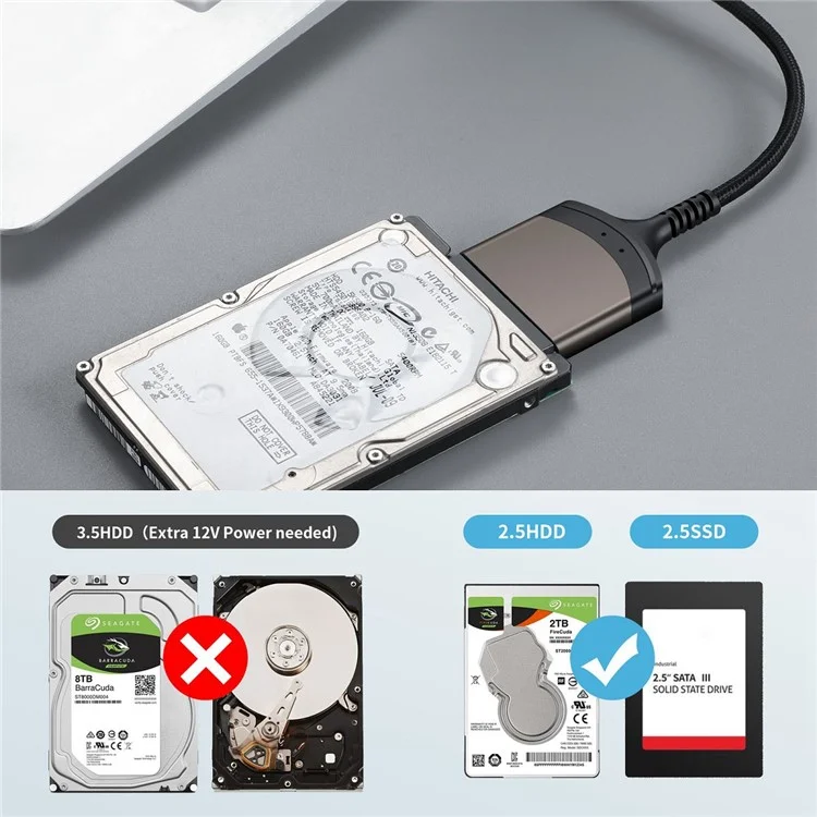 UC-146-SL 5Gbps USB-C to SATA 22-Pin Type-C Adapter Cable for 2.5'' Hard Disk Driver SSD Laptop (Total Length: 25cm)