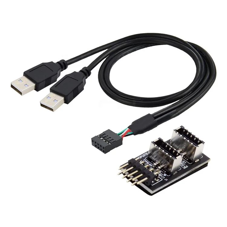 U2-128 + Uc-022 Dual USB 3.1 Panneau Avant Key-A Type-E à USB 2.0 Type-A + 9pin Cable Extension du Câble