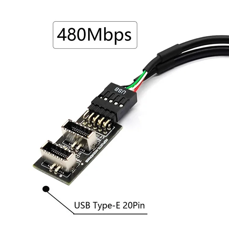 U2-128 + Uc-022 Dual USB 3.1 Panel Frontal Socket Key-A Type-E a USB 2.0 Tipo-a + Adaptador de Extensión de Cable de 9pin