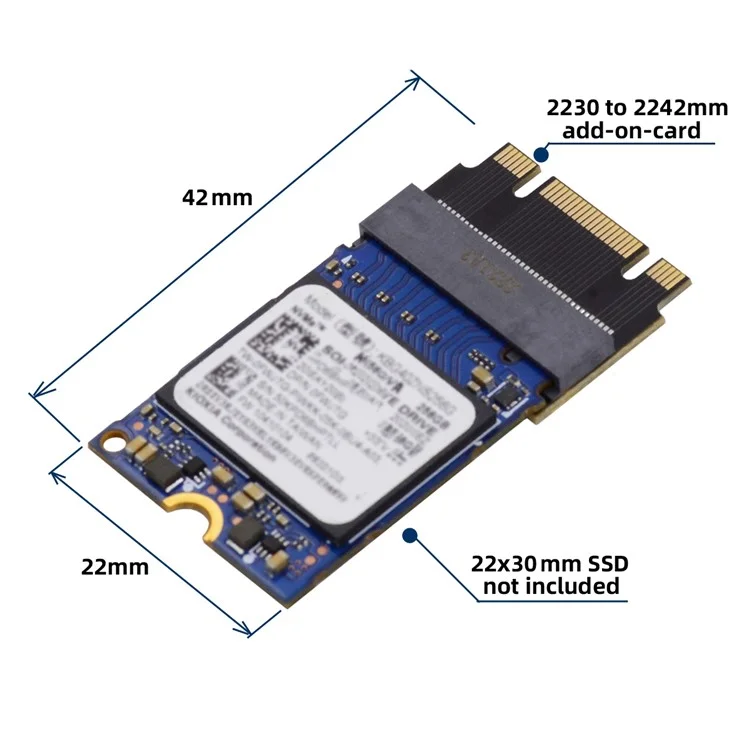 SA-047 NGFF B+M Key NVME M-Key 2230 to 2242 Male to Female Extension Adapter Card for 2230 2242 SSD