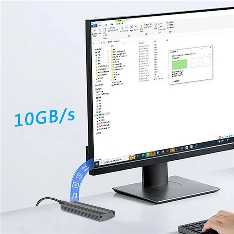 Алюминиевый корпус для M.2 NVME / SATA-накопителей, поддерживает двойной протокол и UASP - серо-серебристый