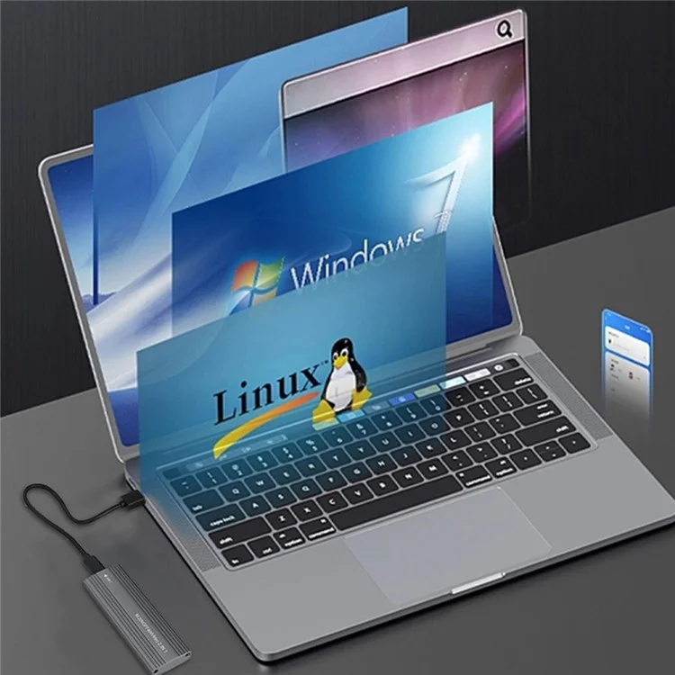 Алюминиевый корпус для M.2 NVME / SATA-накопителей, поддерживает двойной протокол и UASP - серо-серебристый