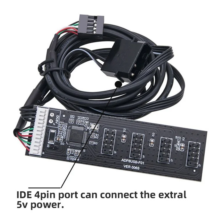 U2-053 USB 2.0 9pin Header 1 to 4 Female Splitter Extension Cable Connector Adapter HUB with IDE 5V Power Supply