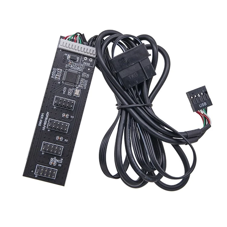 U2-053 USB 2.0 9pin Header 1 to 4 Female Splitter Extension Cable Connector Adapter HUB with IDE 5V Power Supply