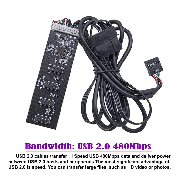 U2-053 USB 2.0 9pin Header 1 to 4 Female Splitter Extension Cable Connector Adapter HUB with IDE 5V Power Supply