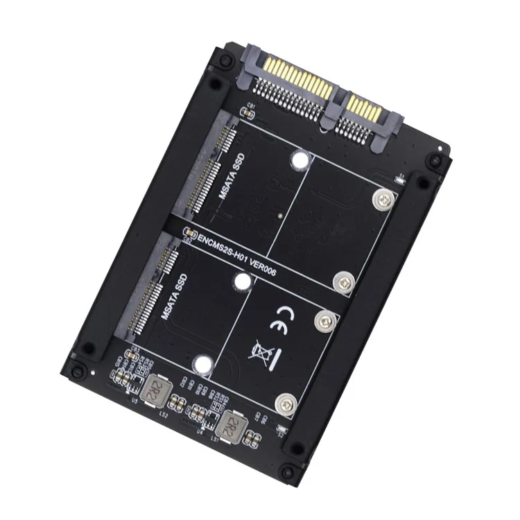 SA-049 Dual MSATA Mini-SATA SSD Card JOBD Raid0 Span Bridge to 2.5inch SATA Combo HDD Disk Drive Enclosure