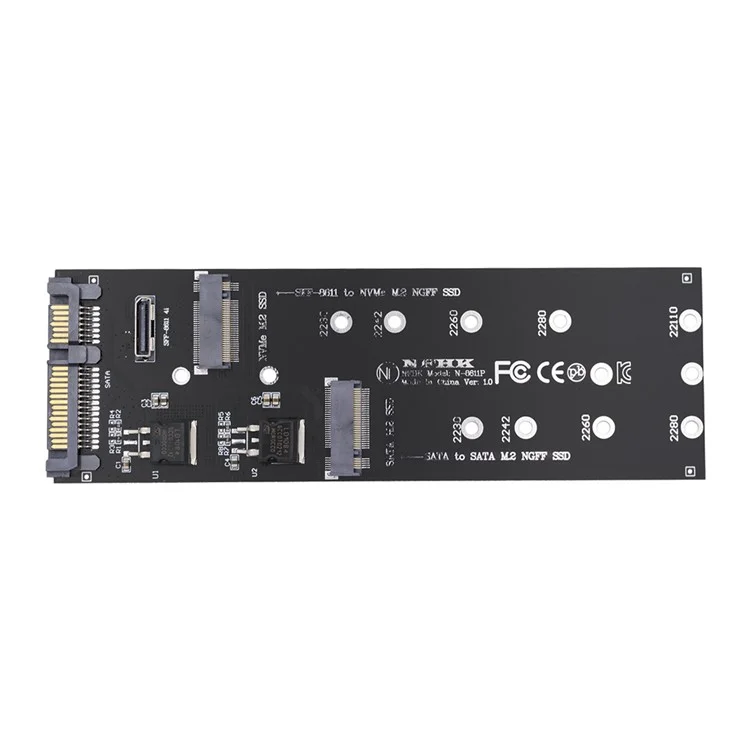 SF-055 Oculink SFF-8612 8611 to U.2 Kit M-Key to NVME PCIe SSD and NGFF to SATA Adapter for Mainboard