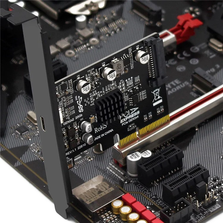 UC-104 USB 3.2 Gen2 Type-C 20Gbps USB-C to PCI-E 4X Express Card Adapter for Desktop Motherboard (ASM3242 Chip)