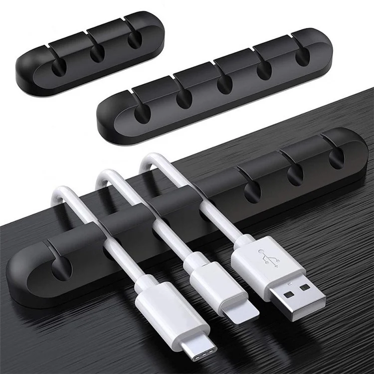 V-357 3Pcs / Set Self-adhesive Desktop Power Cord Fixing Base Silicone Data Cable Organizer - Grey