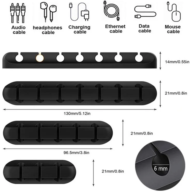 V-357 3Pcs / Set Self-adhesive Desktop Power Cord Fixing Base Silicone Data Cable Organizer - Grey