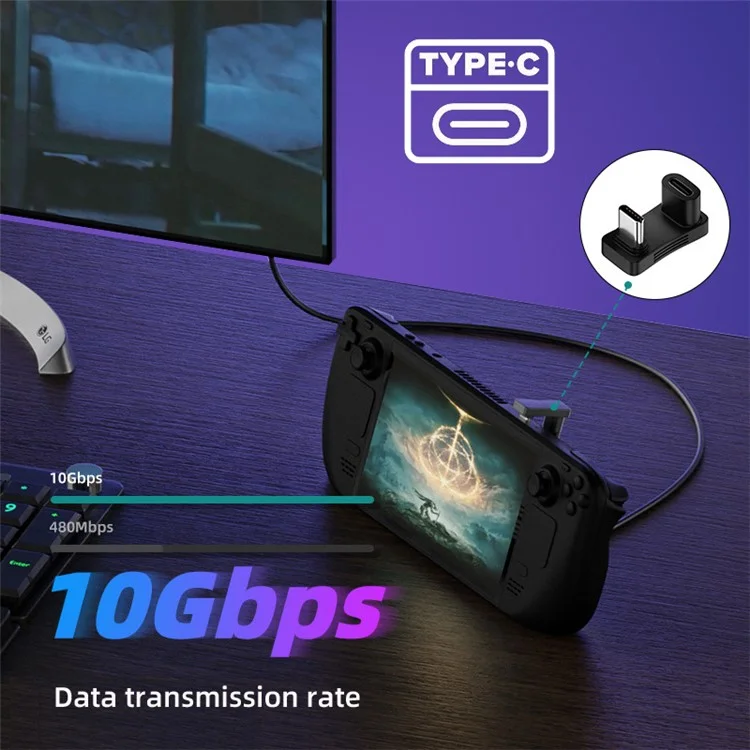 UC-068-OS 10Gbps USB3.0 Type C Male to Female Elbow U-shape Power Data Video Adapter