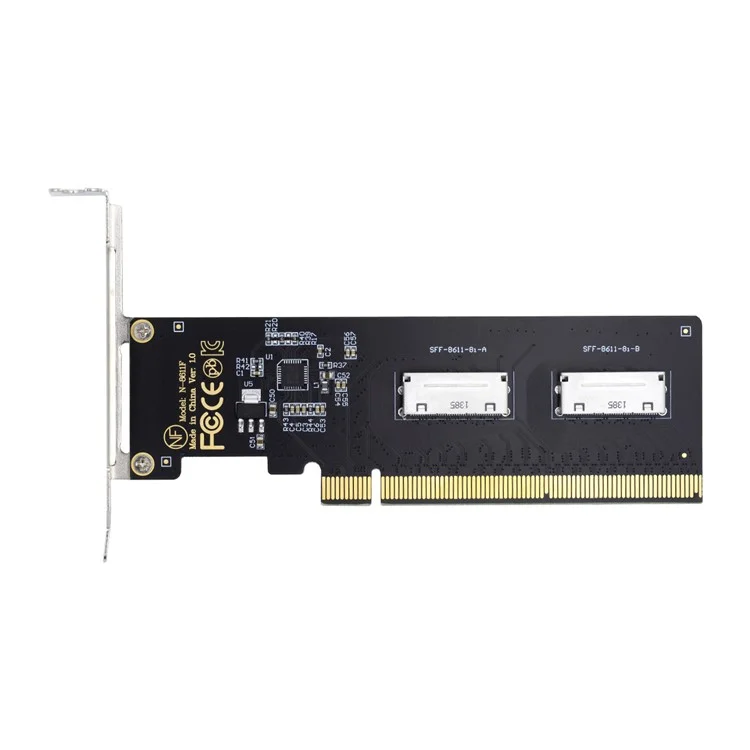 SF-057 PCIE PCI-Express 16x a Dual Oculink SFF-8612 SFF-8611 8x VROC Adapter para Placa Base SSD Tarjeta Gráfica