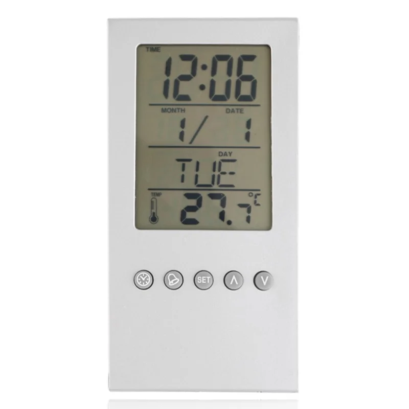 Multifunction Transparent Electronic Perpetual Calendar Pen Holder Time Temperature Display Desktop Storage Bucket