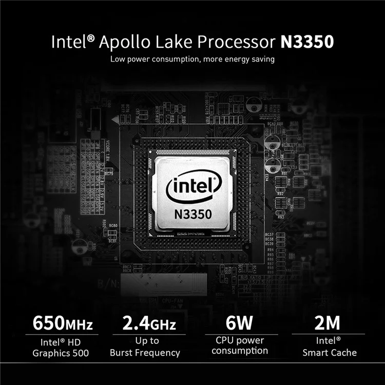 T4 Pro N3350 4G+64G Mini PC 4K Display Ultra-Thin Desktop Mini Computer for Office, Gaming - EU Plug