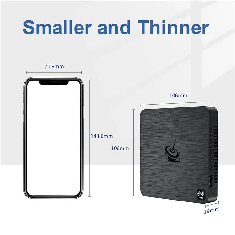 T4 Pro N3350 4G+64G Mini PC 4K Display Ultra-Thin Desktop Mini Computer for Office, Gaming - EU Plug