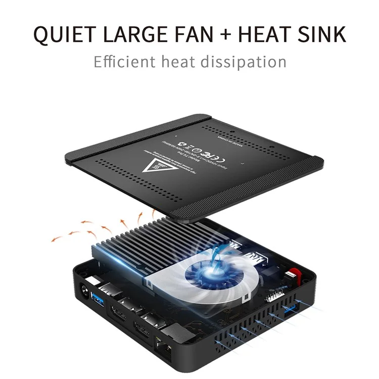 T4 Pro N3350 4G+64G Mini PC 4K Display Ultra-Thin Desktop Mini Computer for Office, Gaming - EU Plug
