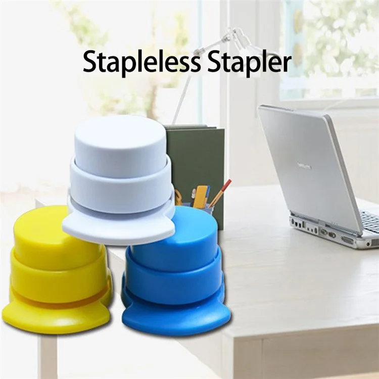 No Staple Paper Loose Leaf Stapler Home Office Needleless Stapler Paper Binder - Random Color
