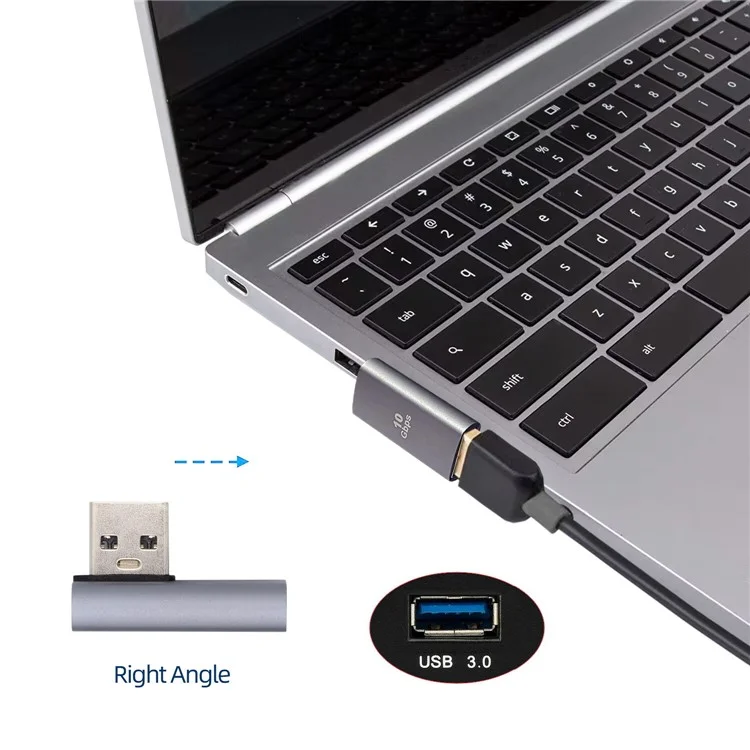 U3-018-RI 10Gbps USB3.0 Male to Female Extension Power Data Video Adapter, Low Profile 90 Degree Right Angled Type