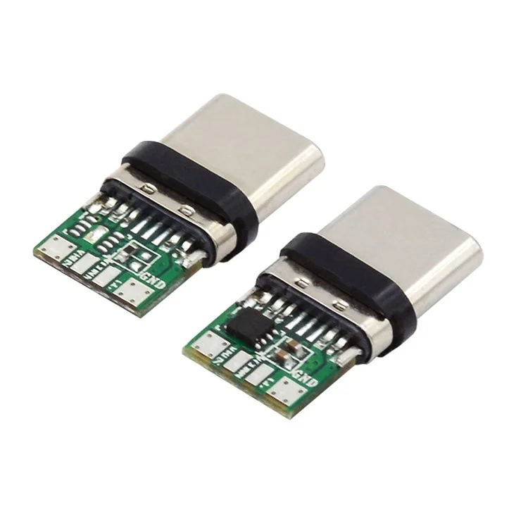 CN-004 2 unidades / Juego de conector tipo C de 24 clavijas Conector USB-C macho PD 100 W USB2.0 Conector de datos con cubierta de la carcasa